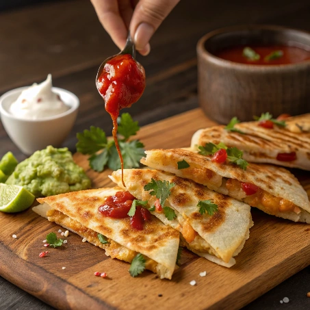 Chicken Quesadilla Recipe with a Twist: Add Your Favorite Ingredients 5 a close up photograph of golden brown chicken que1 ezgif.com png to webp converter