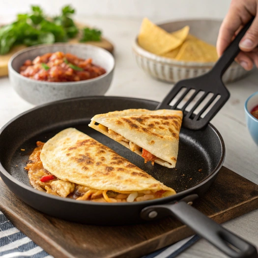 Chicken Quesadilla Recipe with a Twist: Add Your Favorite Ingredients 4 a realistic close up food photography scene of a ezgif.com png to webp converter
