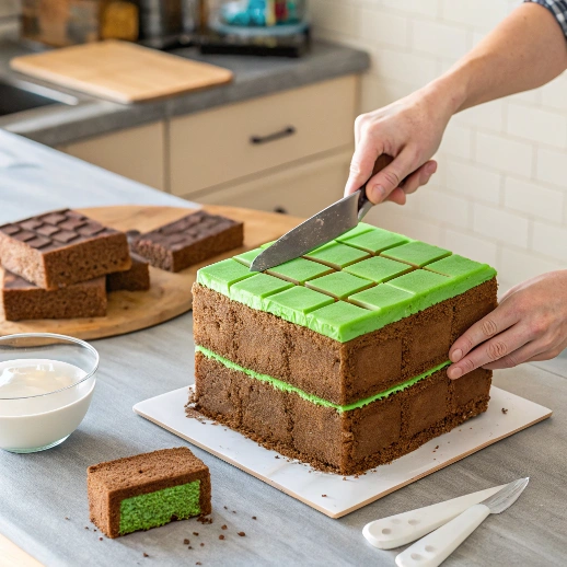 7 Easy Steps to Bake the Perfect Minecraft Cake at Home 3 realistic kitchen scene hands carefully stackin ezgif.com png to webp converter