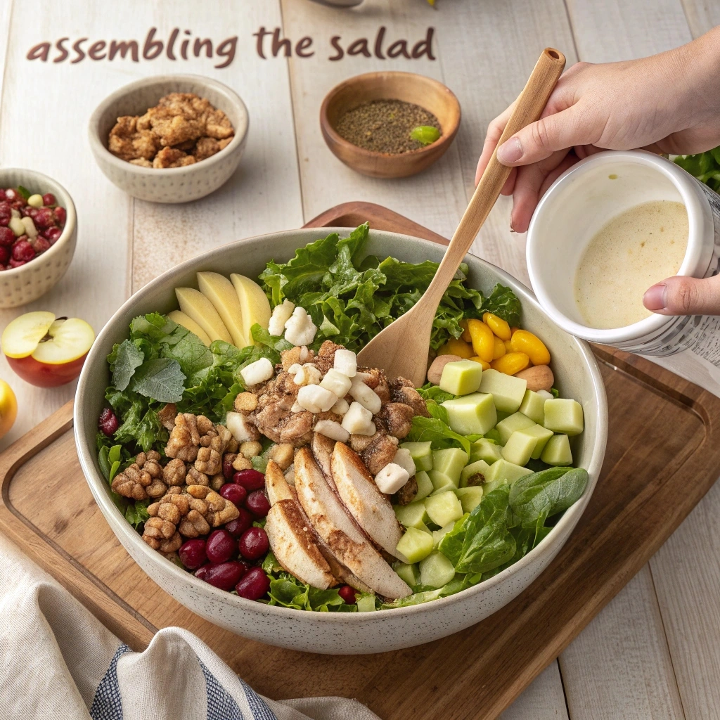 Easy Rotisserie Chicken Salad Recipe: A Quick & Tasty Meal 5 a highly realistic overhead view of a large cera ezgif.com png to webp converter