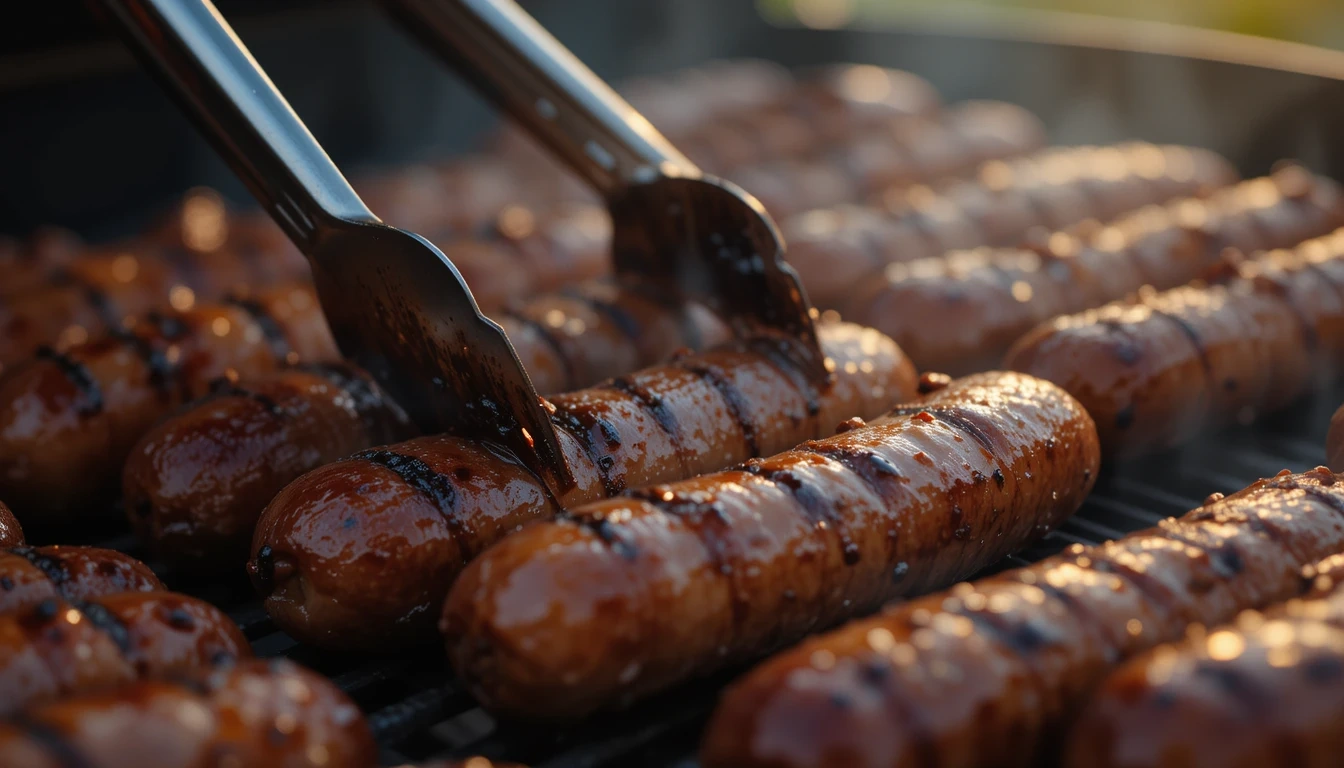 7 Easy Steps to Cook Perfect Beef Sausage at Home 1 Delicious Beef Sausage on a Grilled Plate with Vegetables