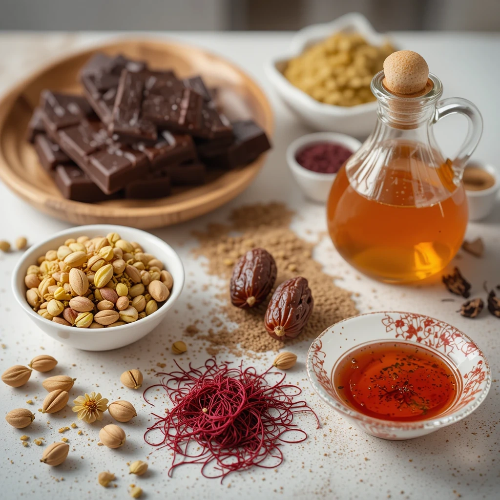 How to Make Dubai Chocolate Desserts at Home: A Sweet Guide 2 Lavish Dubai chocolate dessert with gold leaf garnish.