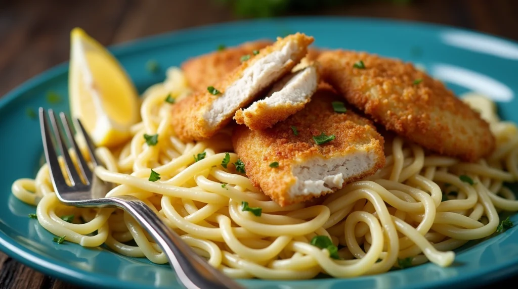 Overhead view of Lemon Chicken Pasta