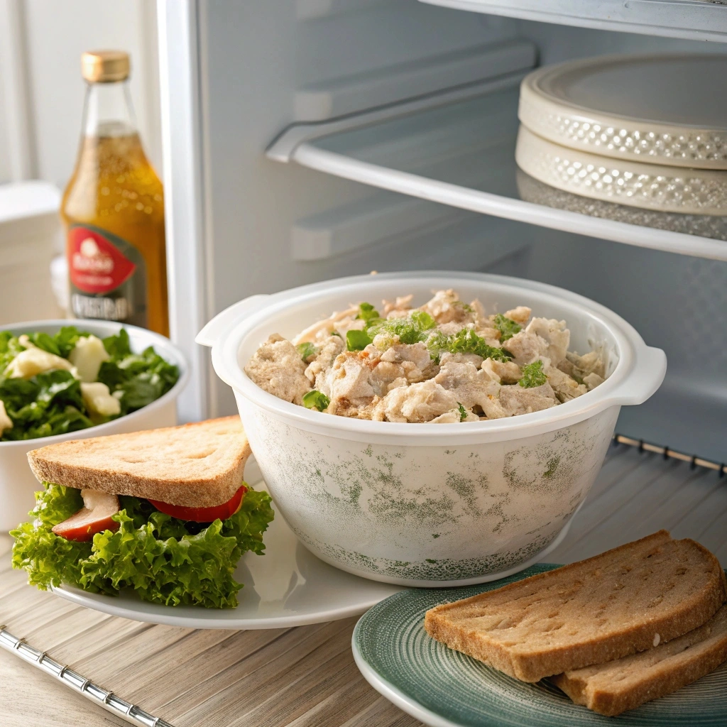 5 Easy Steps to Make the Best Canned Chicken Salad Recipe 4 realistic kitchen scene showing a bowl of freshly ezgif.com png to webp converter 1