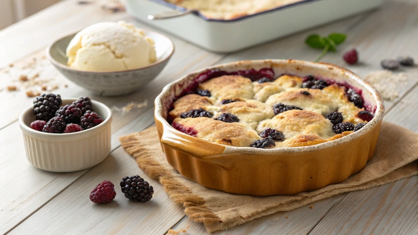 Homemade Sweet Blackberry Cobbler Fresh from the Oven