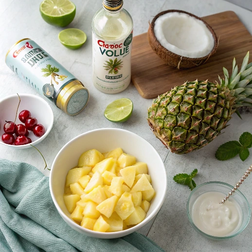 Gathering Ingredients for Boozy Dole Whip