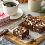 Cutting and Serving Homemade Rocky Road Fudge Squares
