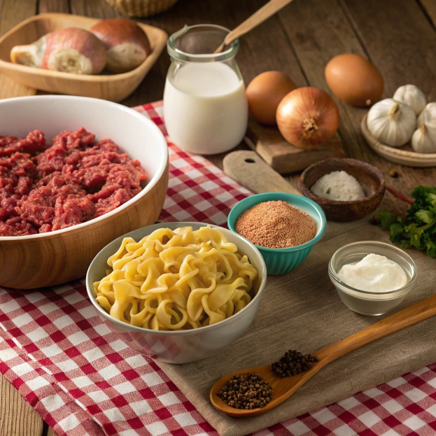 Gathering Ingredients for Homemade Hamburger Helper Beef Stroganoff
