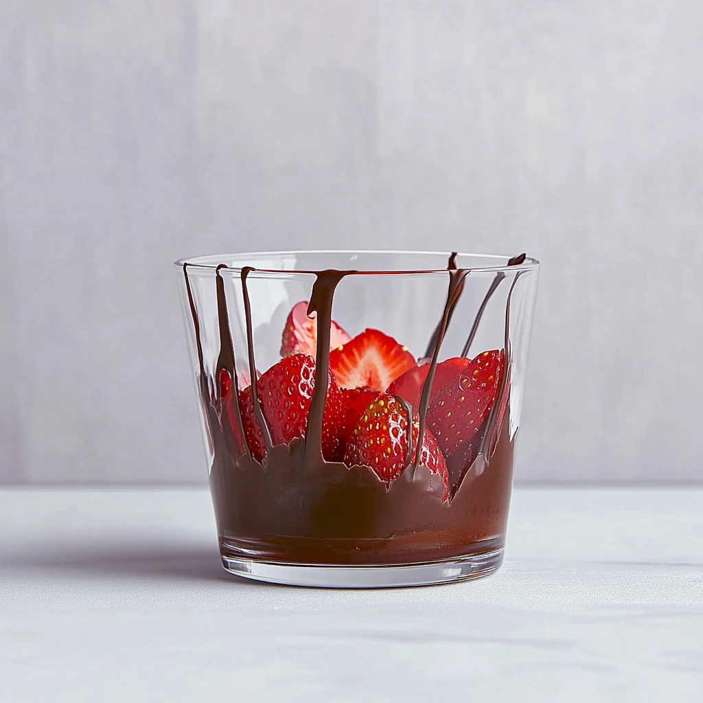 Drizzling chocolate over strawberries in Dubai dessert