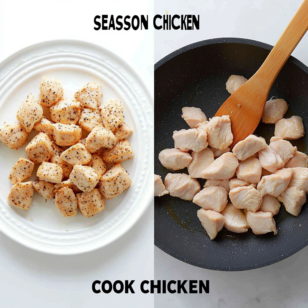 Healthy Gluten Free Chicken Meals You’ll Want to Make Weekly 5 Chicken breast pieces cooking in a skillet for gluten free stir-fry